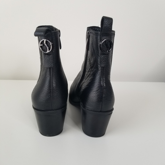 Franco Sarto Black Leather Shay Western Fashion Booties Size 6.5M Ankle Boots - Picture 10 of 11